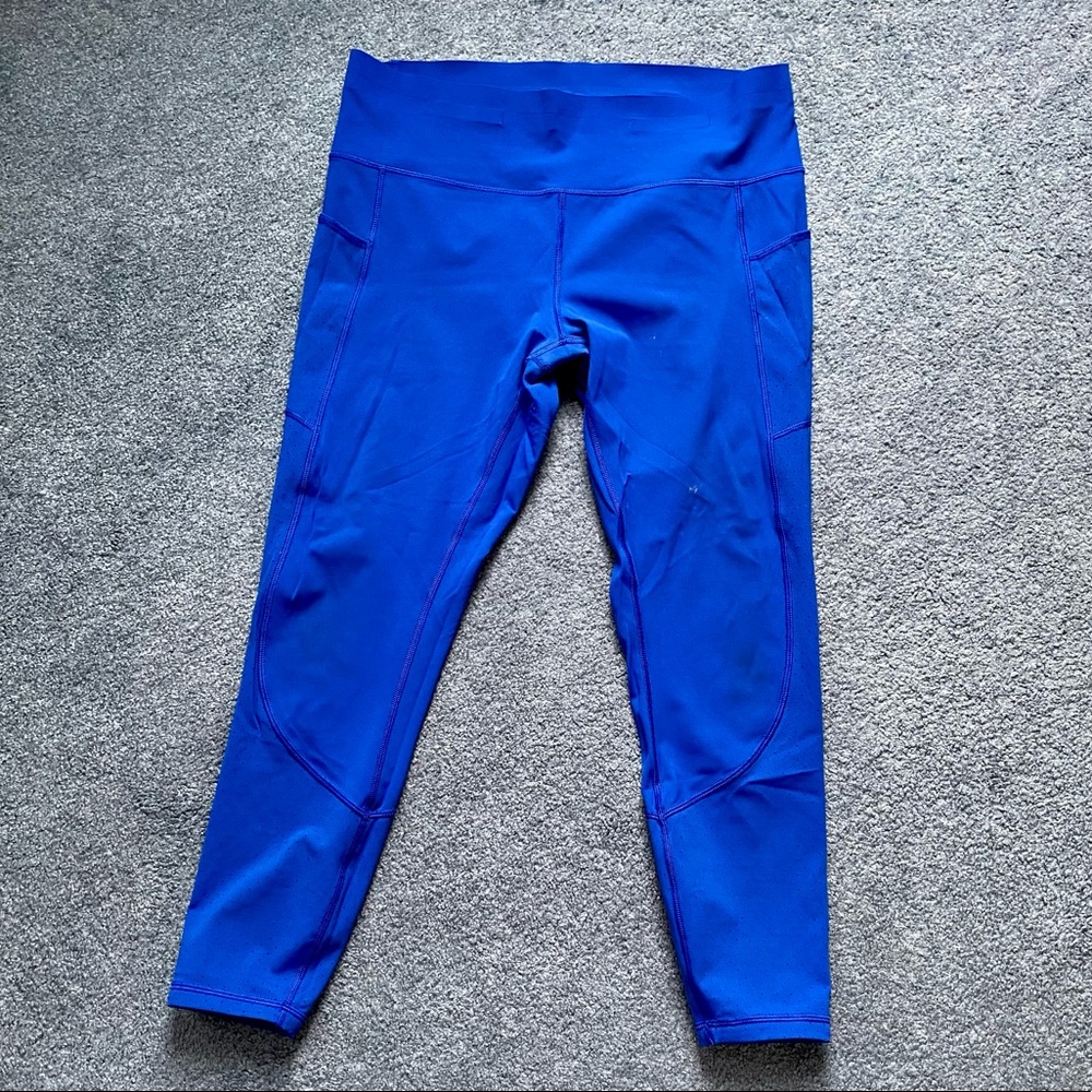 Lululemon size 12 7/8 tights blue EUC